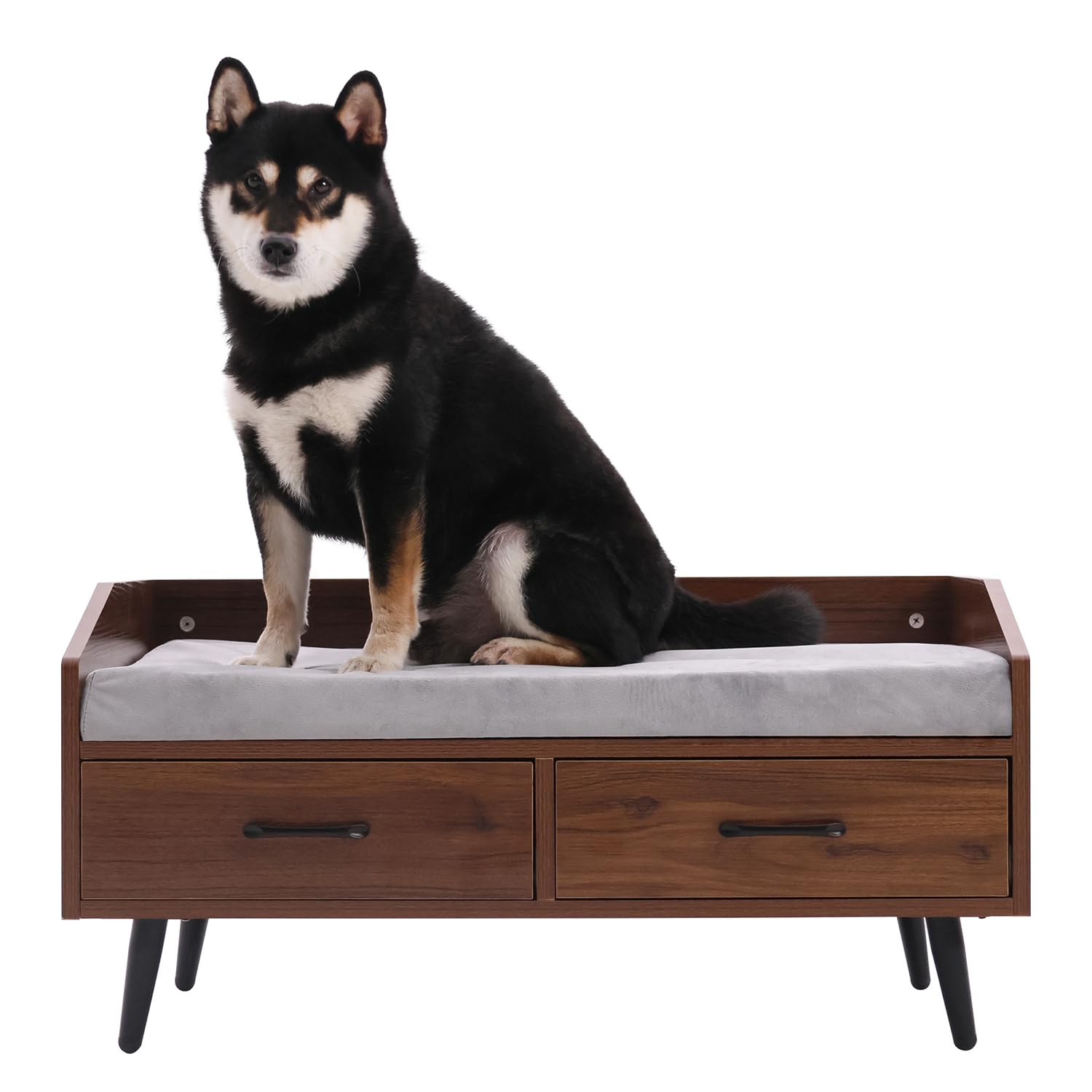 RYpetmia Elevated Dog Beds Frame with Mattress Raised Wood Pet Bed Sofa Indoor for Large Medium Small Dogs Cats (Grey)