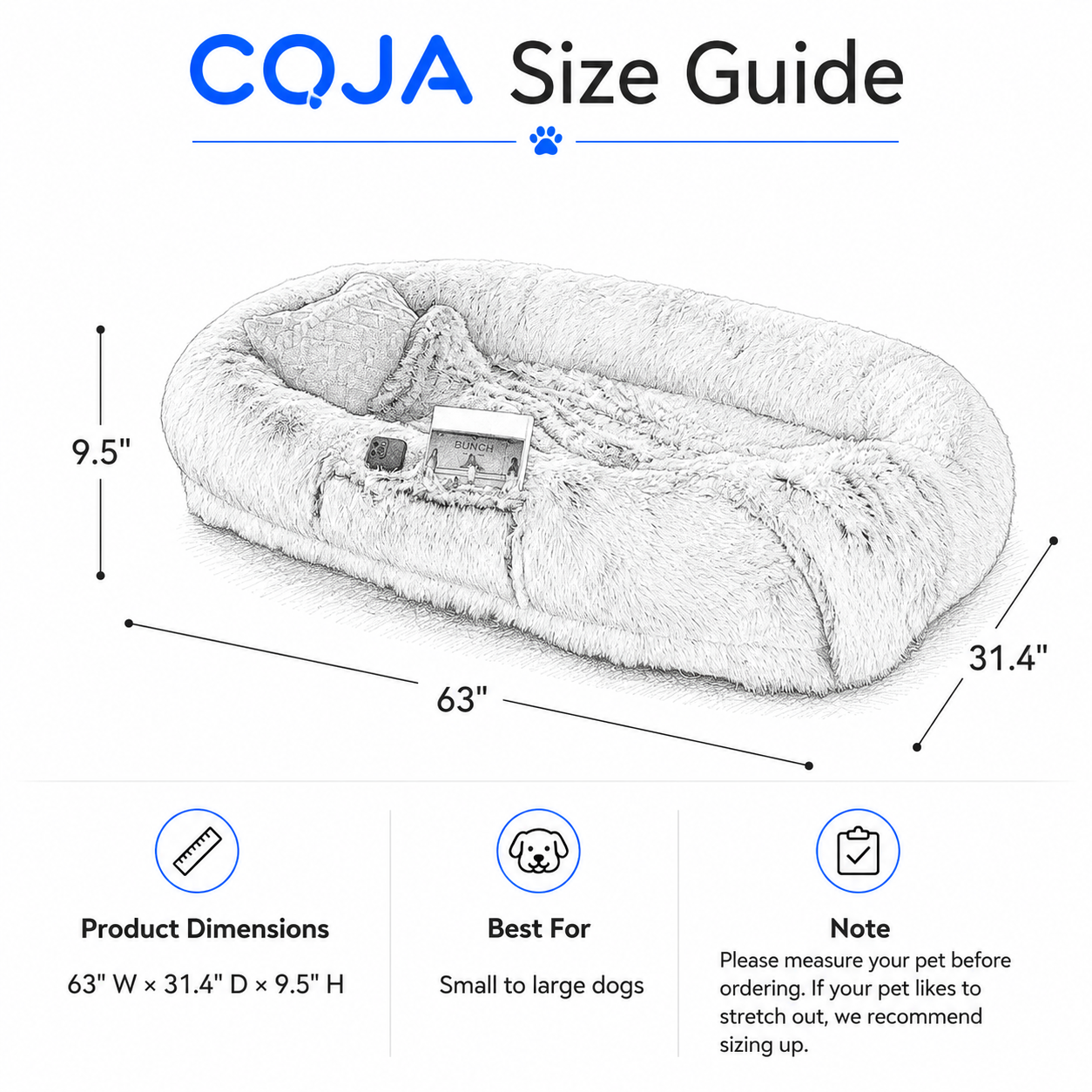 Oversized Washable Faux Fur Lounge Bed for People & Pets